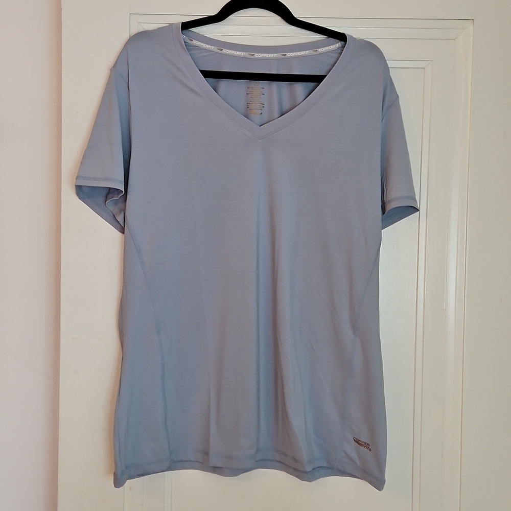 Light Blue-gray Short Sleeve V-Neck Tee, XL, NWT